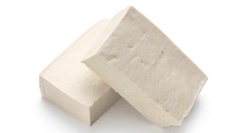 raw tofu blocks stacked