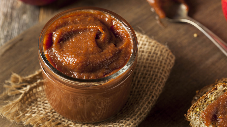 homemade apple butter in jar