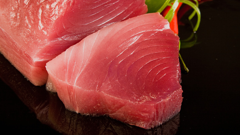 Closeup of raw tuna steak