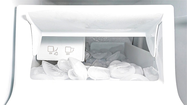 Ice maker and ice in freezer