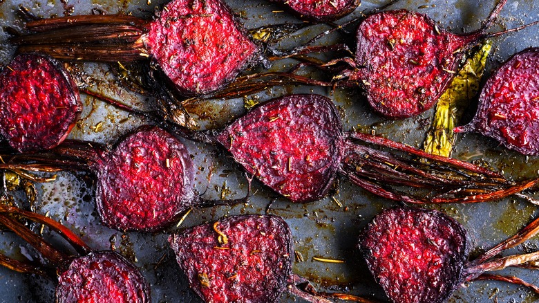 Roasted beets on sheet pan