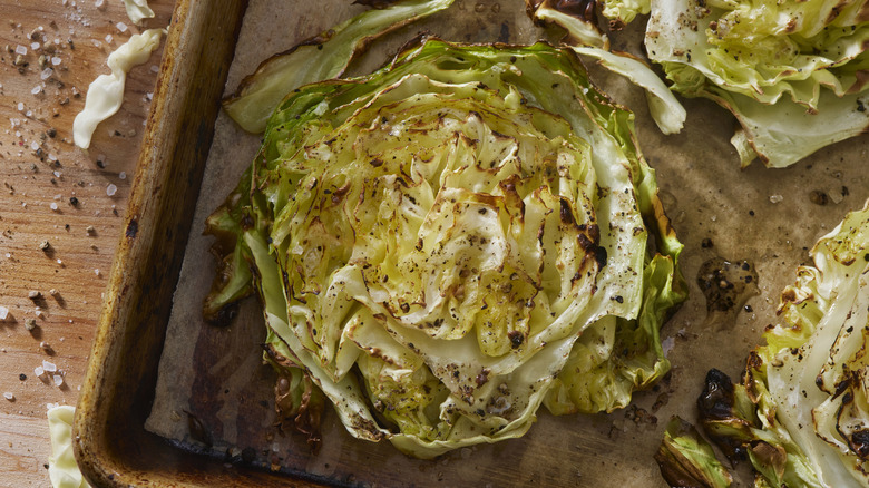 A roasted cabbage steak