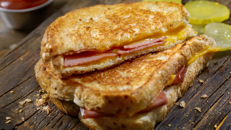 a fried bologna grilled cheese