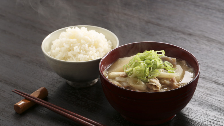 bowl of muso soup with rice