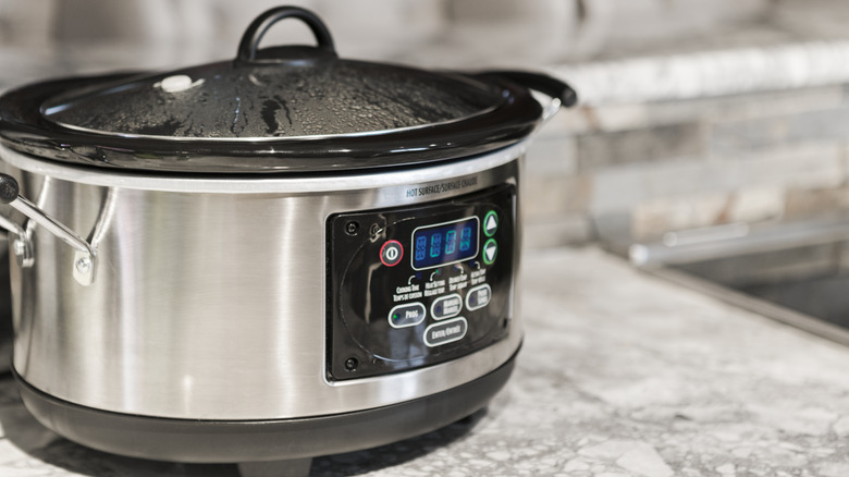 a slow cooker on a countertop