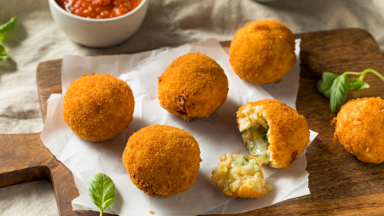 arancini served with marinara sauce