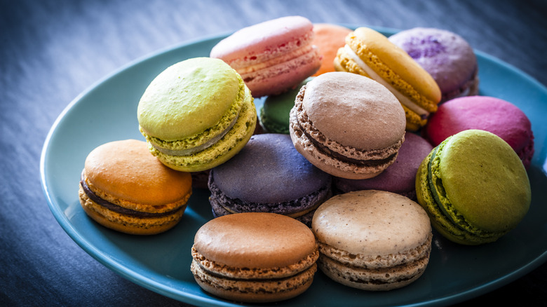 bowl of colorful macarons