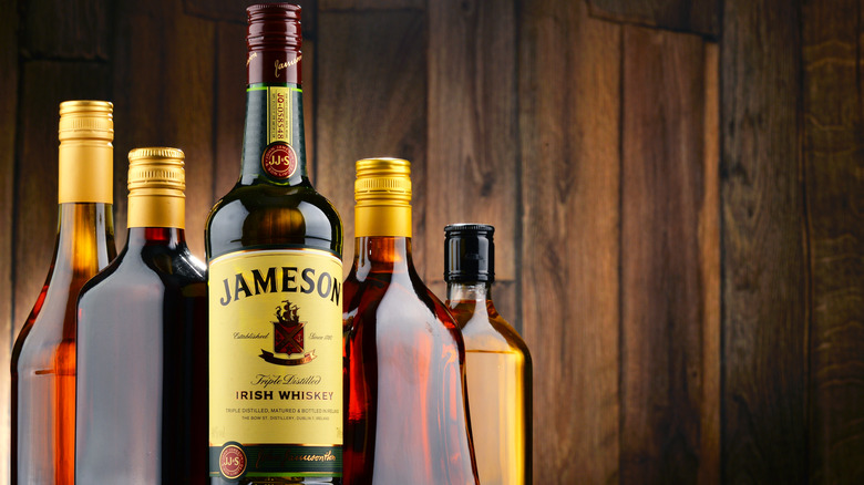 jameson bottle and other whiskey bottles
