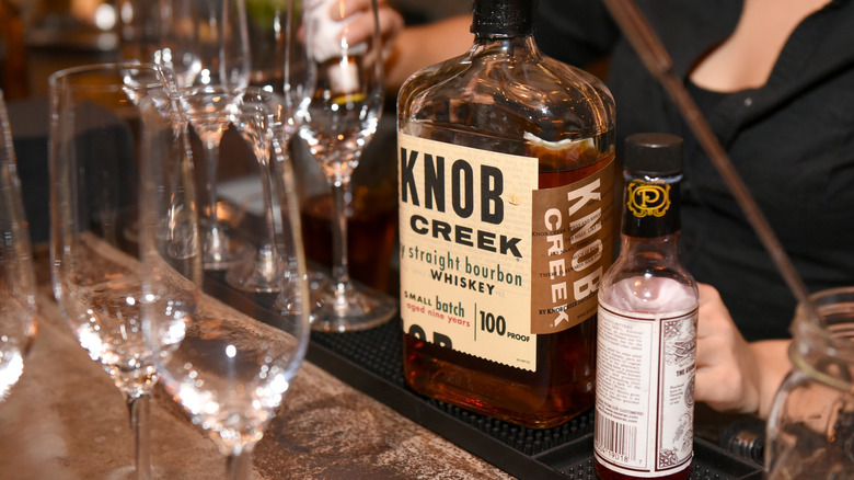 knob creek bourbon and bitters bottles