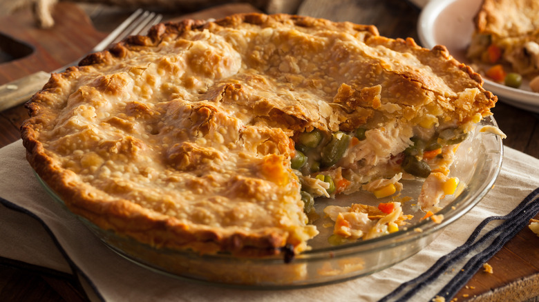 crunchy chicken pot pie with peas and carrots 