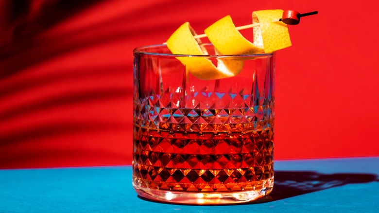 sazerac bourbon cocktail on display
