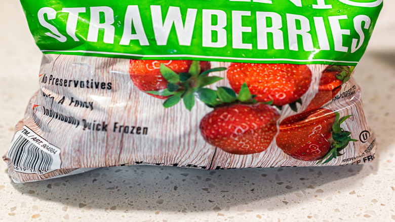 Bag of Kirkland Signature Frozen Organic Strawberries