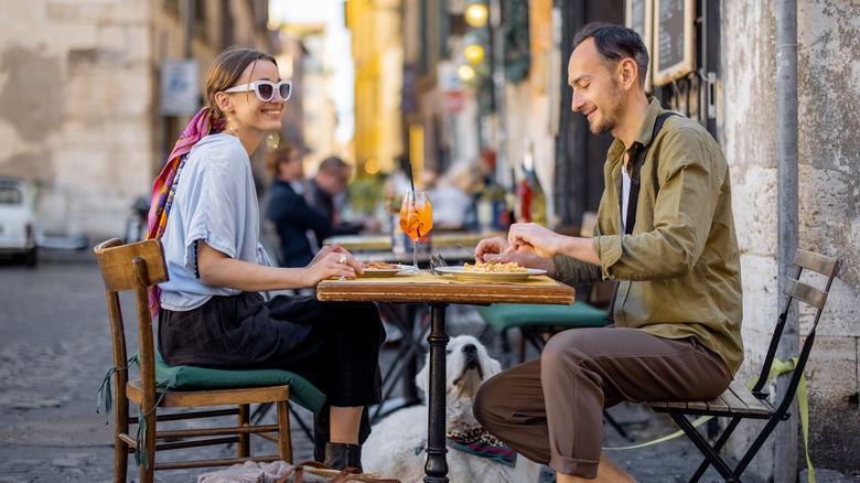 Couple dining in Italy