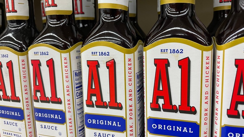 bottles of A1 original steak sauce