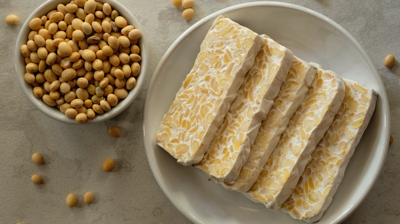 Slices of tempeh