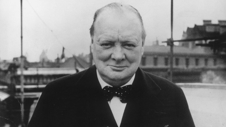 Black and white photo of Winston Churchill