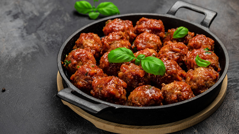 Meatballs with tomato sauce in dish