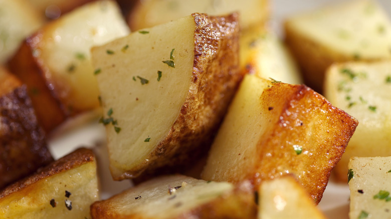 Close-up of seasoned breakfast potatoes