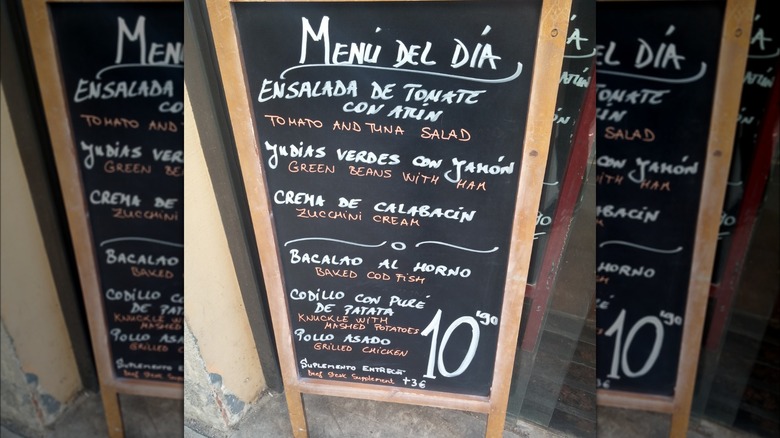 Menu del dia in Spain