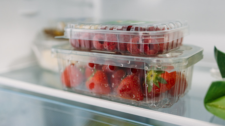 cartons of berries in the fridge