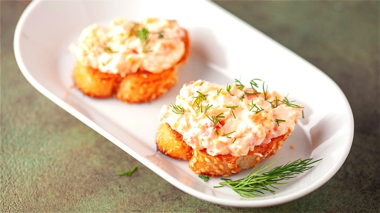 Pimento cheese on crostini