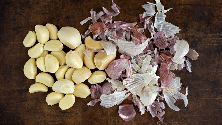 Peeled garlic cloves ready for cooking or storing