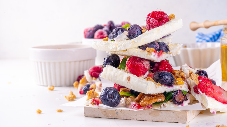 Pile of fruity yogurt bark