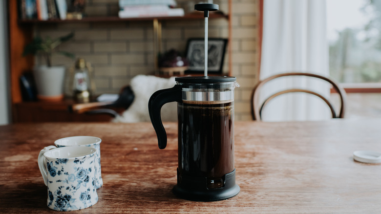 French press on a table