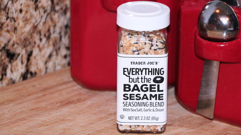 Trader Joe's Everything But The Bagel Sesame Seasoning Blend on a kitchen counter