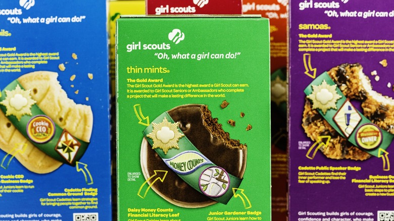 Three boxes of Girl Scout Cookies