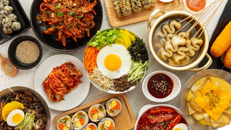 Table full of Korean food