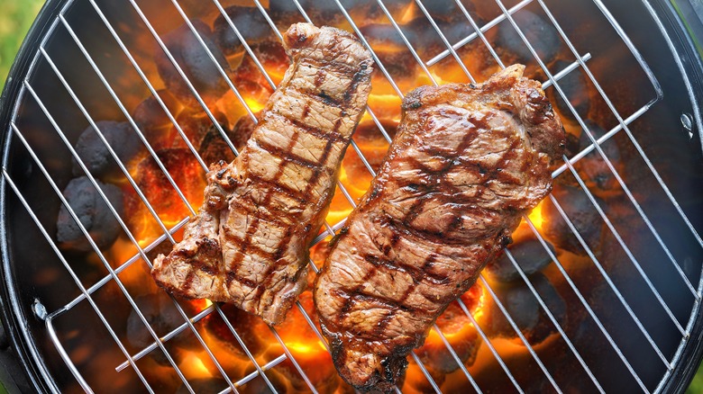 Steaks on grill