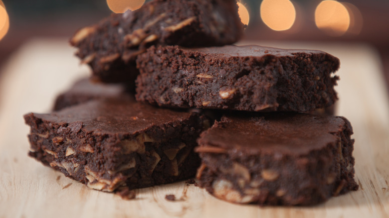 closeup of chocolate brownies
