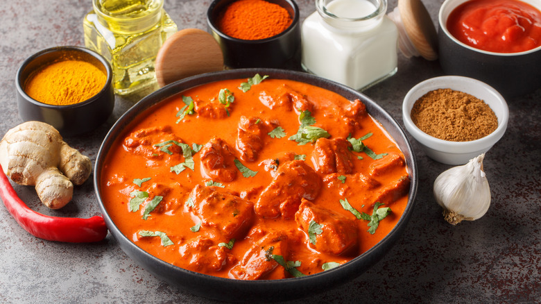 A bowl of chicken tikka masala