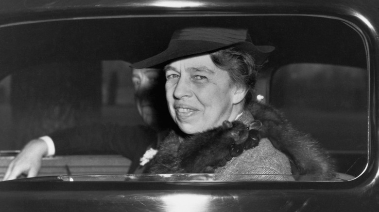 Eleanor Roosevelt in a car