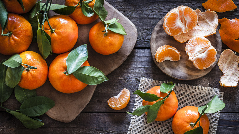 fresh whole and sliced mandarins