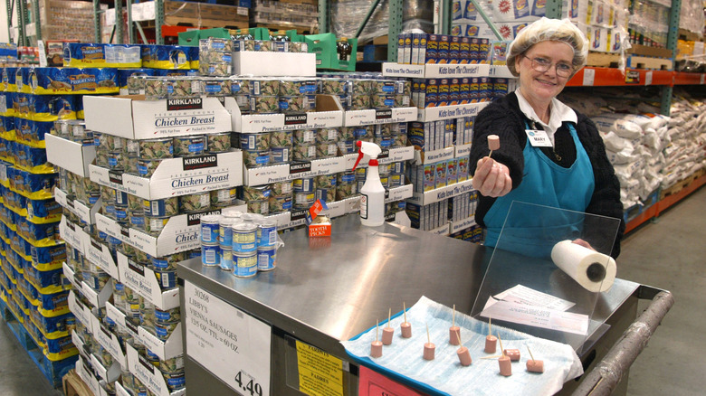 A stall offering free samples in a Costco