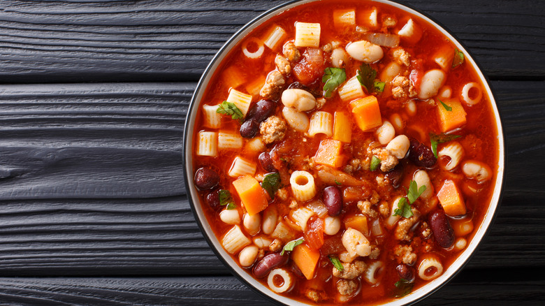 pasta e fagioli soup in bowl