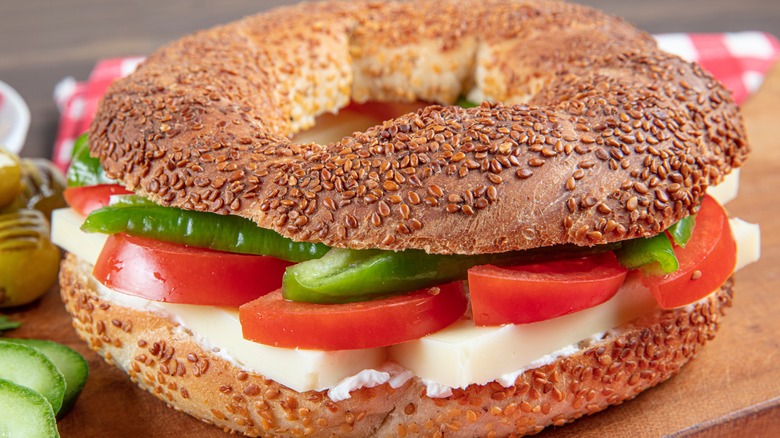 Deli sandwich on a bagel