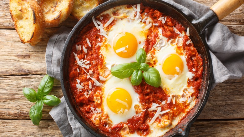 eggs in purgatory with crusty bread