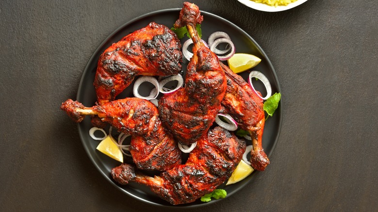 Plate of tandoori chicken 