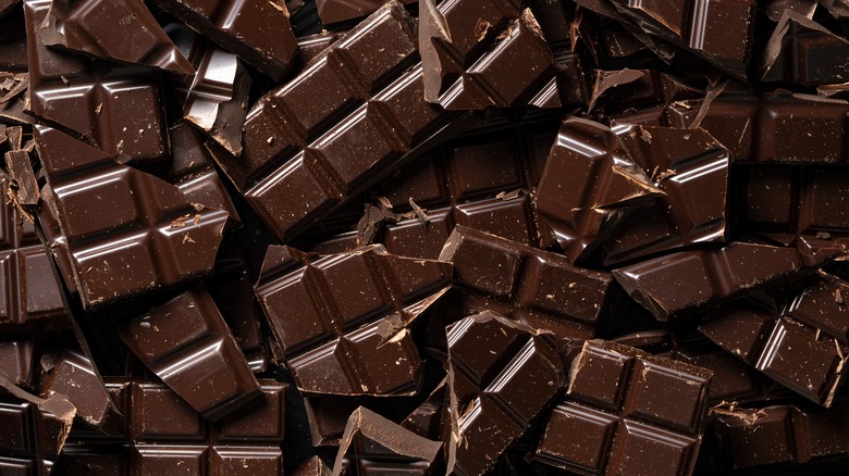 Bars of dark chocolate