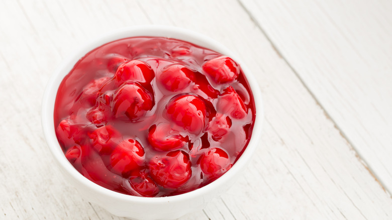 cherry pie filling in bowl