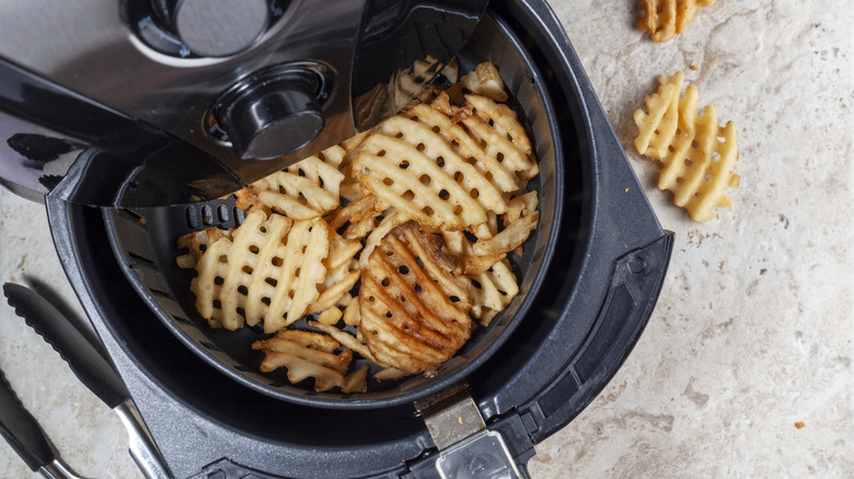 Waffle fries in an air fryer