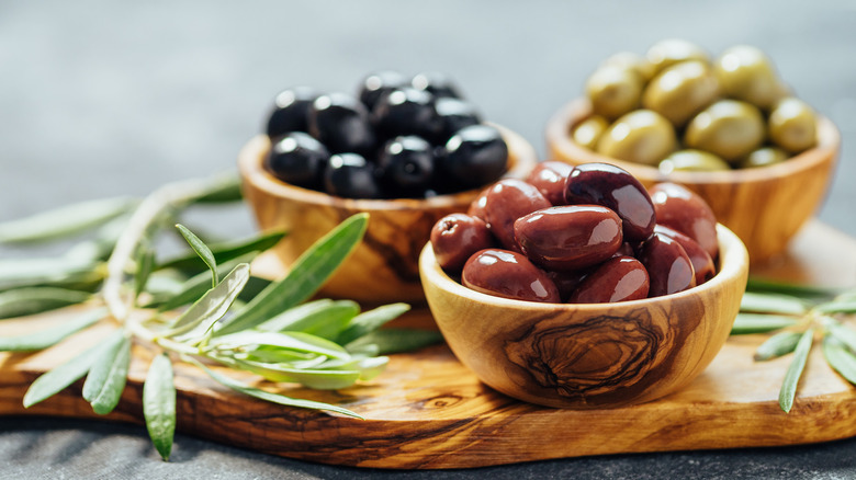 bowls of marinated olives