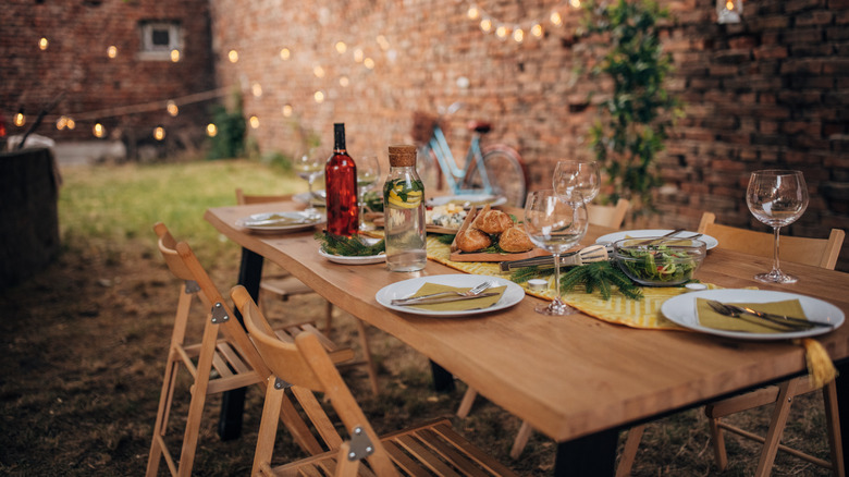 table with food and drinks