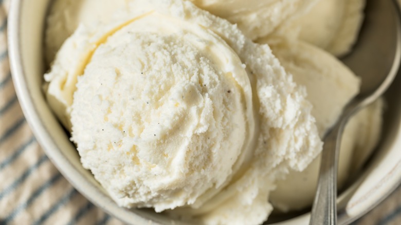 Vanilla ice cream in a bowl