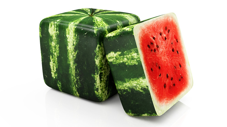 Square watermelon cut open