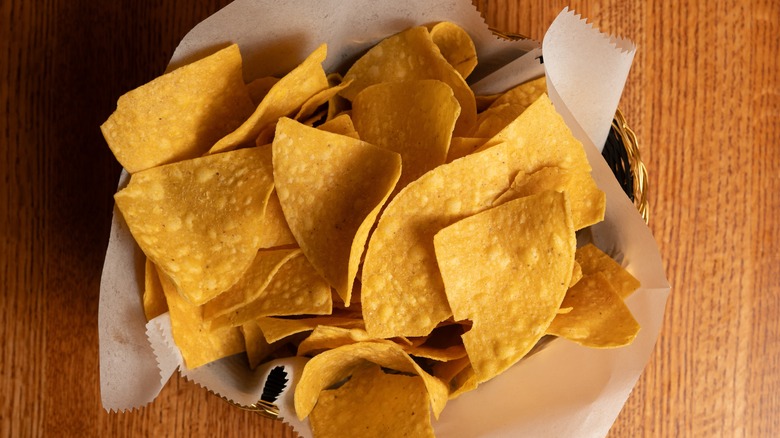 Basket of fresh tortilla chips