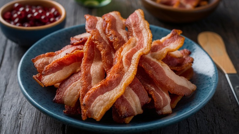 crispy turkey bacon on a plate